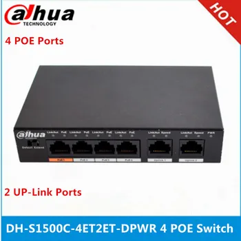 Dahua 4ch PoE Switch DH-S1500C-4ET2ET-DPWR 4CH Ethernet Jungiklis su 250m Energijos Tranzito Atstumas Paramos PoE PoE+&Hi-PoE Protokolas
