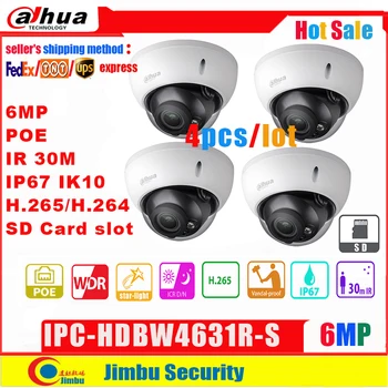 Dahua IP Kameros 6MP POE IPC-HDBW4631R-S parama SD lizdas IR30m IK10 IP67 cctv kameros anglų firmware & multi-languag firmware