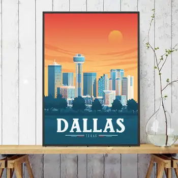 Dallas Texas Kelionių Drobės Tapybos Menas Spausdinti Plakato Nuotrauką Sienos Modernus Minimalistinis Miegamasis Kambarį Apdaila