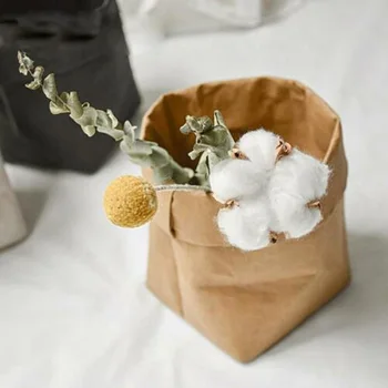 Daugkartinio naudojimo Plaunamas Kraft Paper Bag Augalų, Gėlių Vazonai, Daugiafunkciniai Namų Saugojimo Krepšys Kraft popieriaus maišelį gėlių vazonas PAK55