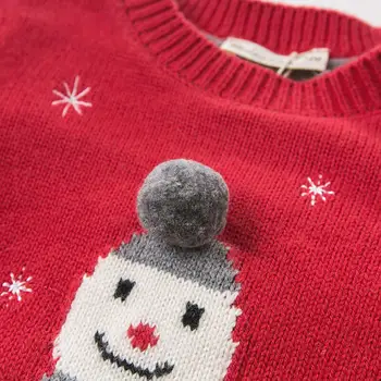 DBJ9156 dave bella baby merginos Kalėdų senį vaikų spausdinti megzti megztinis vaikai rudenį puloveris bamblys boutique viršūnės