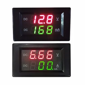DC 20A 600V Dual Digital Voltmeter Ammeter Volt Amp Testeris, Matuoklis Matuoklis Raudona+Žalia LED Testeris Įrankiai