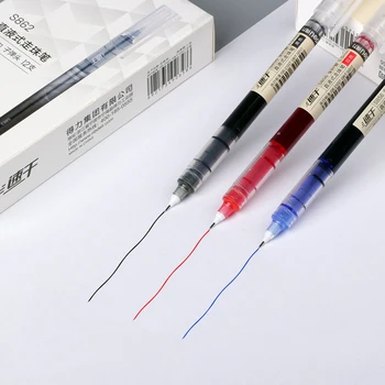 Deli Tiesiai skysčio Roller pen Quick dry Didelės talpos studentų 0,5 mm, Pilnas adatų vamzdis juoda raudona mėlyna kulka Anglies rašalo rašiklis