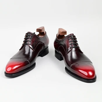 Derby batai vyriški nėriniai-up kvėpuojantis odos suknelė bateliai prabanga socialinės tarnybos vestuvių aukštos kokybės vyriški batai