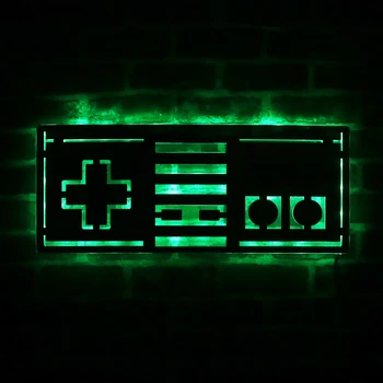Derliaus Gamepad Sienos Šviesos Veidrodėliai LED Backlight Žaidimas Kreiptuką šviečiantis Ekranas Ženklas, Žaidimų Kambarys Dekoro Su Nuotolinio Valdymo