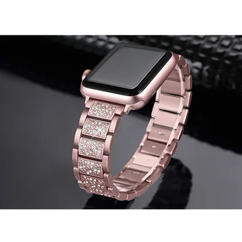 Diamond diržu, Apple Watch juosta 40mm 38mm 42mm 44mm nerūdijančio plieno iwatch apyrankė 