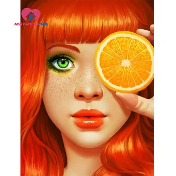 Diamond siuvinėjimo mergina orange Nuotraukas strazdų Mozaikos diamond pilnas rengimo diamond kryželiu 5d kalnų krištolas meno