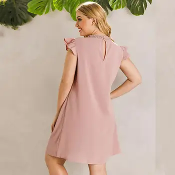 Didelis dydis 4XL suknelė 2020 metų Vasaros moterų suknelė vientisa spalva prarasti nėrinių tuščiaviduriai suknelė plius dydis moterų drabužiai 4xl suknelė Vestidos