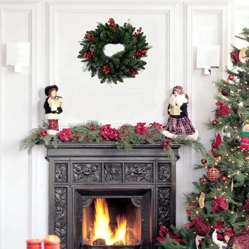 Didelis Pinecone Rotango Vainikas Kalėdų Vainikas Durų Dekoras, Langų Puošyba, kalėdinė dekoracija Kalėdų medžio apdaila