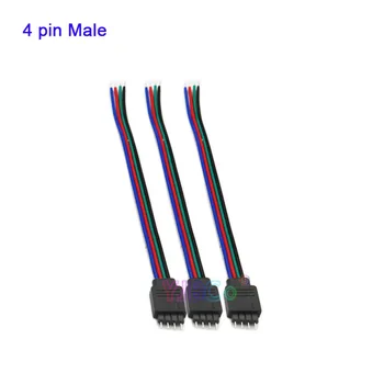 Didmeninė 100 vnt led 4 pin Moteris Vyras RGB Jungties Kabelis 100mm ilgio vielos 3528 5050 SMD RGB LED Juostelės prisijungti Apšvietimas