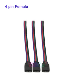 Didmeninė 100 vnt led 4 pin Moteris Vyras RGB Jungties Kabelis 100mm ilgio vielos 3528 5050 SMD RGB LED Juostelės prisijungti Apšvietimas