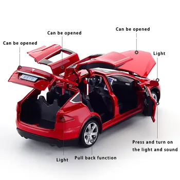 Diecast Transporto priemonių Tesla VISUREIGIS 1:32 Modelio Automobilių Metalo Lydinio, Modeliavimo Traukti Atgal, Automobilių Žibintai Žaislai Vaikams Dovanos Vaikams