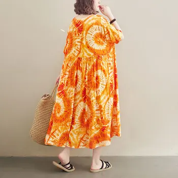 DIMANAF Plius Dydis Moterų Suknelė Vasaros Sundress Paplūdimio Atostogų Gėlių Spausdinti Mados 2021 Vestidos Prarasti Atsitiktinis Maxi Suknelė Drabužių