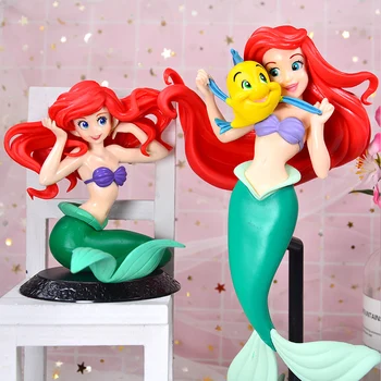 Disney Princesė Žaislai Q Posket Undinėlė Arielis Lėlės 10cm/20cm PVC Veiksmų Skaičius, Žaislų Modelis Dovanos, Tortas Topper