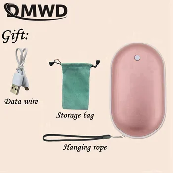 DMWD Mini Vertus Šilčiau Nešiojamų dvipuse Šildymo Kišenėje Vertus Šilčiau Galia Banko Termostatas Temperatūros USB Įkrovimo 5200mAh