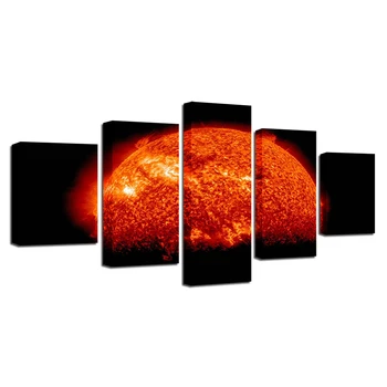 Drobė HD Spaudinių Tapybos Sienos Meno Rėmas 5 vnt Sun Star Light Nuotraukas Modulinės Kosmoso Planetos Plakatas Kambarį Dekoro