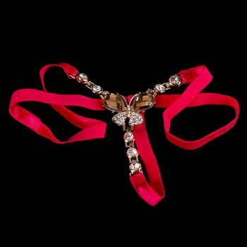 Drugelis Diamond Moterims Seksualus apatinis Trikotažas Thong Sekso Žaidimą, Dėvėti G-string porno kraujavimas iš Skaidrus apatinis trikotažas Kelnaitės Crotchless