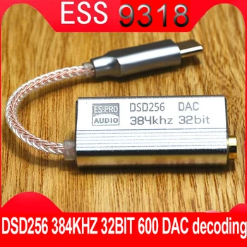 DSD brand new ES9318 mobiliojo phoneType C iki 3,5 mm dekodavimo VPK Stiprintuvo HIFI laido adapteris ausinių laido ESS prietaisas