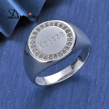 Duoying Cirkonis žiedai su meile dideli draugai žiedas abėcėlės raidė žiedai su laišku vyrų meilės bling