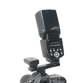 Dvigubos blykstės ir fotoaparato kontaktinės jungties Flash Speedlite Šviesos Laikiklis Splitter WS-2N Canon 7DII 70D 5DIII Nikon D7100 D7200 DSLR kamera Kamera