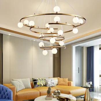 Dvipusis villa kambarį didelis sietynas, modernus minimalistinio palėpės atmosfera Nordic light luxury kūrybos hotel restaurant lempos