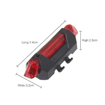 Dviratis Dviračio žibintas Įkraunamas 5 LED užpakalinis žibintas USB Galiniai Saugos Įspėjimas Dviračių šviesos Nešiojamų Blykstės Šviesą, Super Šviesus