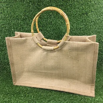 Ekologinio parduotuvė bags moterų medvilnės, kanapių, lino shopper bag bambuko rankena, pirkinių rankinės perdirbimo nešti didelės talpos moterų krepšiai