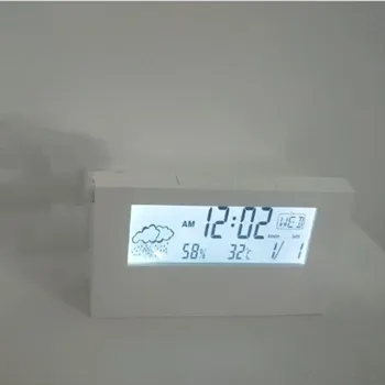 Elektroninis Žadintuvas Begarsis, Kalendorius Oro Temperatūros, Drėgmės Ekranas LED Stalo Laikrodis su USB Laidu už Kambarį