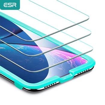 ESR Screen Protector, iPhone X XS XR XS Max 5X didesnis Grūdintas Stiklas Raštas nemokamai Aplikatorius 