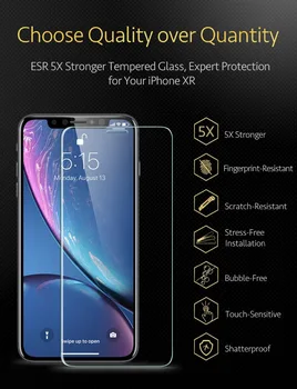 ESR Screen Protector, iPhone X XS XR XS Max 5X didesnis Grūdintas Stiklas Raštas nemokamai Aplikatorius 