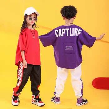 Etapas Konkurencijos Vasaros Džiazo Hiphop Šokių Kostiumai Hip-Hop Drabužiai, Vaikų Pop Gatvės Šokių Drabužiai tracksuit Vaikams Berniukams, Mergaitėms