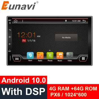 Eunavi 2 Din 7 colių Android10.0 6cores Universalus Automobilio Radijo Mutimedia Stereo Grotuvas GPS BT5 Skaitmeninis DSP TDA7803A 4G 64G WIFI IPS