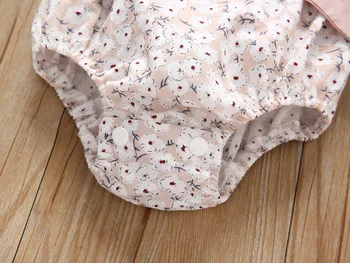 Europos stiliaus 2019 m. vasarą naujagimių mergina kūdikių drabužiai bodysuits spausdinti gėlių mažas plaukioja rankovės peteliškę pėdkelnės rožinės bodysuit