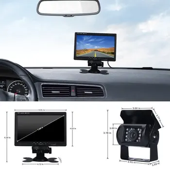 F0505 Auto 7 Colių TFT LCD Automobilinis Monitorius Su Vandeniui Led, Naktinio Matymo Atbuline Kamera Atsargine Kamera Rinkinys, Skirtas Autobusas, Sunkvežimis