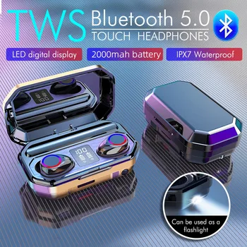 FDGAO Bluetooth V5.0 Ausinės Belaidės Ausinės Su Mikrofonu 9D Stereo Sporto Vandeniui Ausines Muzikos Ausinių Telefono