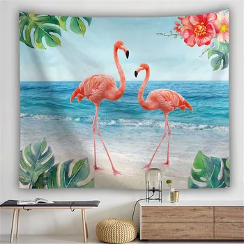 Flamingo Gobelenas Sienos Kabo Hipių Macrame Plaukimo Kilimėlis Namų Dekoro Paplūdimio Rankšluostį Dekoro Svetainės