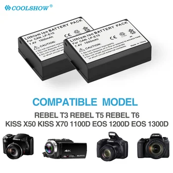 Fotoaparatas, Baterija LP-E10 LPE10 LP E10 Canon Rebel T3 T5 KISS X50 X70 EOS 1100D 1200D 1300D e10 1500mAh Baterijos