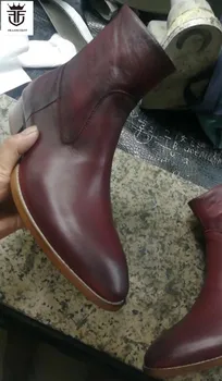 FR.LANCELOT 2020 Batai Aukštos klasės nekilnojamojo odos įkrovos Britų Stiliaus Vyrų Trumpi Batai zip iki gradiento spalvos laisvalaikio vyriški batai