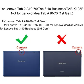 Funda Lenovo Tab 2 A10-70 A10-70F/L Atveju, Sulankstomas Stovas litchi Odos Padengti Lenovo TAB2 10.1 A10-30F Tablet Atvejais Stiklo