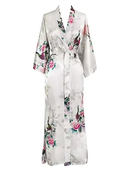FZSLCYIYI Moterų Povas Kimono Chalatai Seksualus Gėlių Nuotakos Bridesmaid, Chalatai Moteris Gėlių Šaliai Vestuvių Ilgas Chalatas Sleepwear