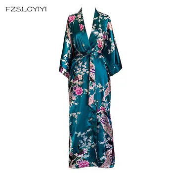 FZSLCYIYI Moterų Povas Kimono Chalatai Seksualus Gėlių Nuotakos Bridesmaid, Chalatai Moteris Gėlių Šaliai Vestuvių Ilgas Chalatas Sleepwear