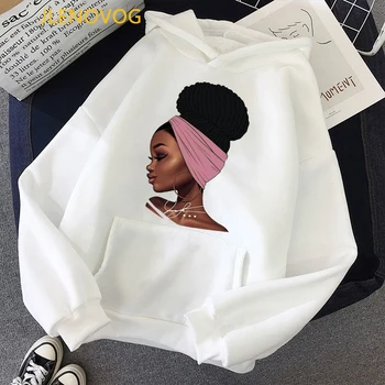 Gana afrikos juodieji mergina spausdinti palaidinukė moterų žiemą madinga negabaritinių hoodies femme melanino poppin sudadera mujer streetwear
