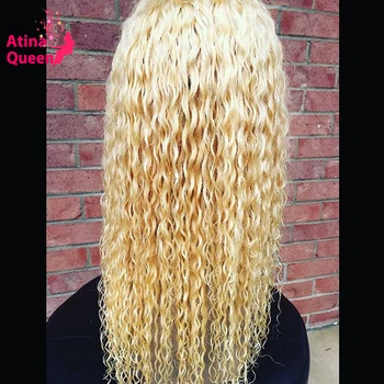 Garbanotas 613 Blond Nėriniai Priekiniai Perukas, Juodas Moterys Preplucked Brazilijos HD Skaidrus Vandens Banga Remy Nėriniai Priekiniai Žmogaus Plaukų Perukai