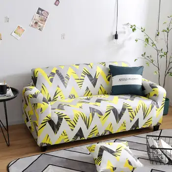 Geometrinių raštų sofa dangtelis su elastinga padengti kambarį ruožas apvynioti stora viskas įskaičiuota sofa spandex už 1/2/3/4 vietų