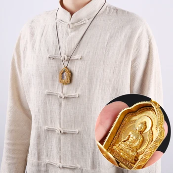 GERAS Azijoje Tailandas kišenėje kelionės efektyvių Talismanas saugus sėkmės Dievo turtų Geltona Jambhala Buda Amuletas vario Pakabukas