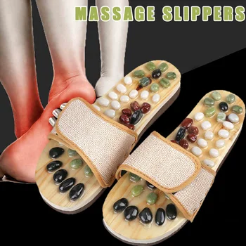Gerą ir Sveiką 1 Pora Masažo Šlepetės Foot Massager Batai Shiatsu Atsipalaiduoti Sandalai su Akmenimis Akmenys