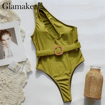 Glamaker paisley vieną petį moterų maudymosi kostiumėlį, Tuščiaviduriai iš sexy aukšto juosmens maudymosi kostiumas vientisas Diržo maudymosi kostiumėliai moterims monokini 2020 m.