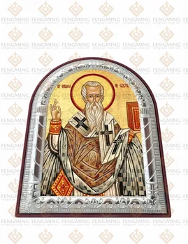 Graikijos Stačiatikių Sidabro spalvos metalo aukso spalvos rėmas rėmas saint Andrew Kretos nuotraukas didmeninė religinių