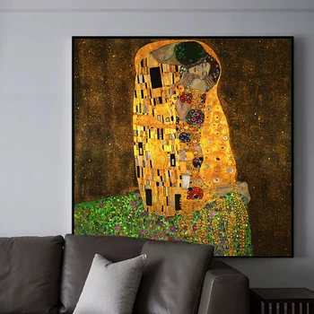 Gustavo Klimto Bučinys Garsaus Drobė Paveikslų, Plakatų Reprodukcijos ant Sienų, Klasikinio Portreto Sienos Menas Nuotraukas Kambarį