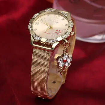 Gėlės Diaomd Žiūrėti Suknelė Laikrodžiai moteris Kokybės moterys Žiūrėti Prabanga Quarz Sieniniai Laikrodžiai, sidabro RoseWoman Laikrodis